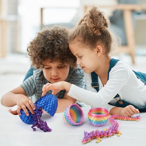 3D Printed Dragon Egg, Easter Mystery Crystal Dragon Egg Fidget Toys Surprise, Mythical Dragon Eggs with Dragon Inside, Easter Basket Stuffers Filled Easter Eggs Toy for Kids (Rainbow, Large) in Kuwait