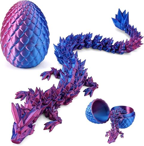 3D Printed Dragon Egg, Easter Mystery Crystal Dragon Egg Fidget Toys Surprise, Mythical Dragon Eggs with Dragon Inside, Easter Basket Stuffers Filled Easter Eggs Toy for Kids (Rainbow, Large) in Kuwait