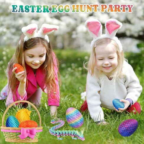 3D Printed Dragon Egg, Easter Mystery Crystal Dragon Egg Fidget Toys Surprise, Mythical Dragon Eggs with Dragon Inside, Easter Basket Stuffers Filled Easter Eggs Toy for Kids (Rainbow, Large) in Kuwait