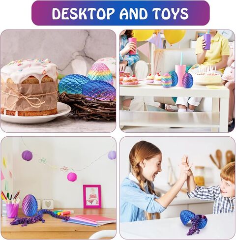 3D Printed Dragon Egg, Easter Mystery Crystal Dragon Egg Fidget Toys Surprise, Mythical Dragon Eggs with Dragon Inside, Easter Basket Stuffers Filled Easter Eggs Toy for Kids (Rainbow, Large) in Kuwait