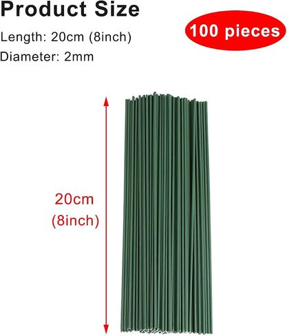 50 Pieces 2 Gauge Green Floral Stems Wire 2 mm Diameter 12 inch/30 cm Artificial Flower Stems Rods for Paper Flower Arrangements Bouquet Florist Stub Wire Crafts DIY Wreath Making Supplies in Kuwait