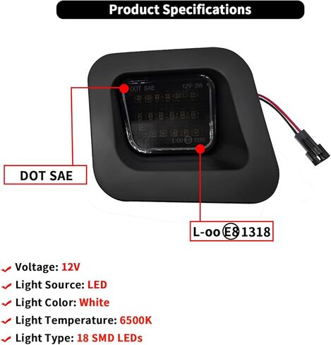 LED License Plate Lights Tag Lamp Assembly Compatible with Dodge Durango 2014-2022 Pickup Truck, Clear Lens 6500K White in Kuwait