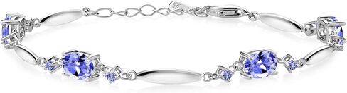 Gem Stone King 925 Sterling Silver Green Peridot Tennis Bracelet For Women | 4.00 Cttw | Gemstone August Birthstone | Oval 7X5MM | 6 Inch + 1 Inch Extender in Saudi Arabia