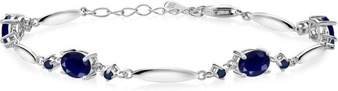 Gem Stone King 925 Sterling Silver Green Peridot Tennis Bracelet For Women | 4.00 Cttw | Gemstone August Birthstone | Oval 7X5MM | 6 Inch + 1 Inch Extender in Saudi Arabia