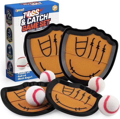 Aywewii Toss and Catch Ball Set Beginner Baseball Training Gloves Beach/Pool Toys Outdoor/Backyard Games for Toddlers and Kids Ages 3-8 Fun Gift for Boys and Girls (Dark Blue, 4 Paddles & 4 Balls) in Saudi Arabia