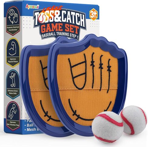 Aywewii Toss and Catch Ball Set Beginner Baseball Training Gloves Beach/Pool Toys Outdoor/Backyard Games for Toddlers and Kids Ages 3-8 Fun Gift for Boys and Girls (Dark Blue, 4 Paddles & 4 Balls) in Saudi Arabia