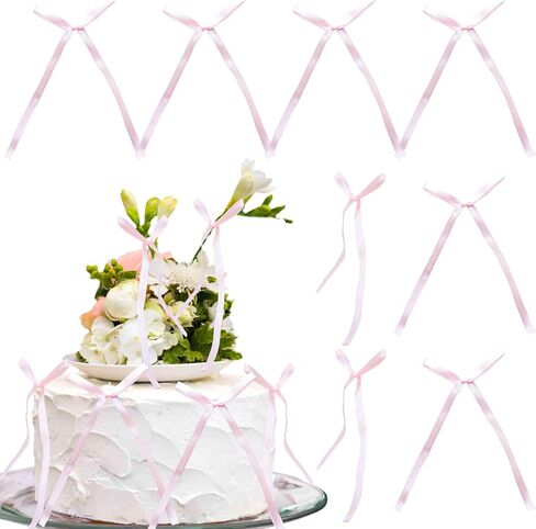 Gyufise 30Pcs Bowknot Cake Toppers Bow Cake Decorations Picks Baby Shower Cake Decorations for Birthday Wedding Party Wedding Anniversary Party Supplies Pink in Saudi Arabia