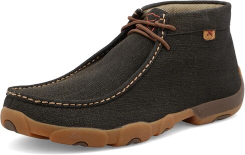 Twisted X Men's Steel Toe Chukka Driving Moc - Handcrafted Leather Safety Toe Shoes with Slip Resistant Outsole - Comfortable, Durable, and Stylish Lace-Up Boots, Charcoal, 10.5 M in Saudi Arabia