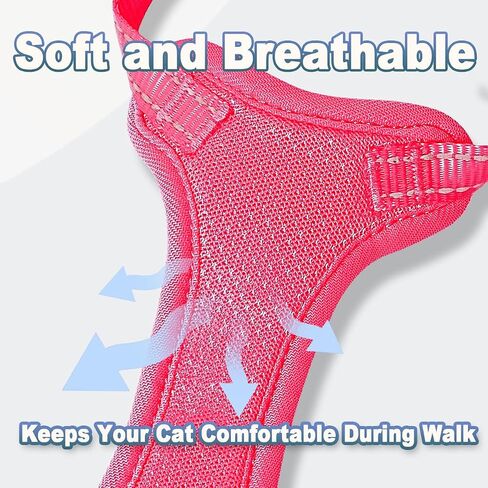 Cat Harness and Leash Set Escape Proof for Kitten Walking, Soft Adjustable Top Handle Vest Harnesses for Cats, Easy Control Breathable Reflective Small Medium Large, Pink, XXS in Saudi Arabia
