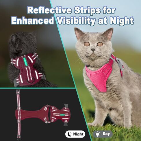 Cat Harness and Leash Set Escape Proof for Kitten Walking, Soft Adjustable Top Handle Vest Harnesses for Cats, Easy Control Breathable Reflective Small Medium Large, Pink, XXS in Saudi Arabia