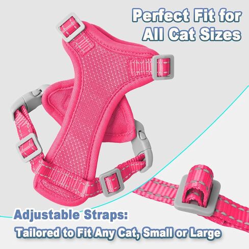 Cat Harness and Leash Set Escape Proof for Kitten Walking, Soft Adjustable Top Handle Vest Harnesses for Cats, Easy Control Breathable Reflective Small Medium Large, Pink, XXS in Saudi Arabia