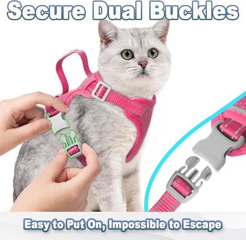 Cat Harness and Leash Set Escape Proof for Kitten Walking, Soft Adjustable Top Handle Vest Harnesses for Cats, Easy Control Breathable Reflective Small Medium Large, Pink, XXS in Saudi Arabia