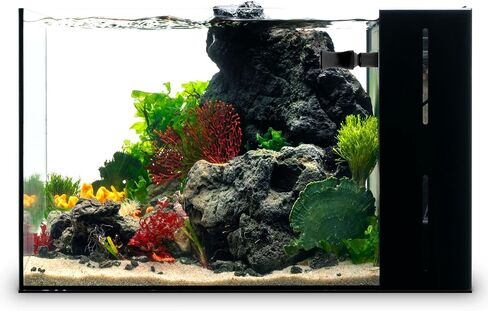 Ultum Nature Systems Dual AIO - Freshwater/Saltwater Compatible All in One Rimless Tank with Triple Chamber Filtration System, Integrated Filter Aquarium w/Leveling Mat - 9 Gallon, 45A, Black in Kuwait