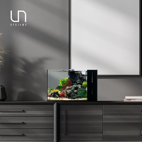 Ultum Nature Systems Dual AIO - Freshwater/Saltwater Compatible All in One Rimless Tank with Triple Chamber Filtration System, Integrated Filter Aquarium w/Leveling Mat - 9 Gallon, 45A, Black in Kuwait