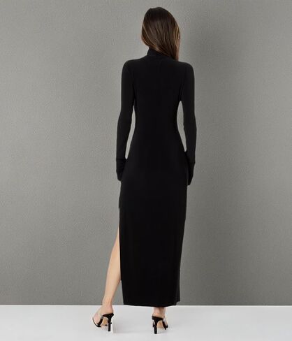 Norma Kamali womens Long Sleeve Turtleneck Side Slit Gown Dress in Saudi Arabia