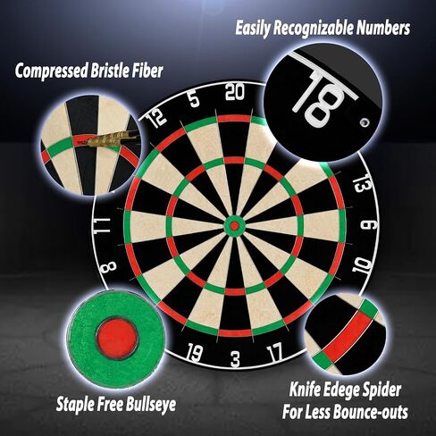 Linkvisions EVA Dartboard Surround Wall Protector, Sisal/Bristle Dartboard and 18g Steel Tip Darts Set Optional in Saudi Arabia