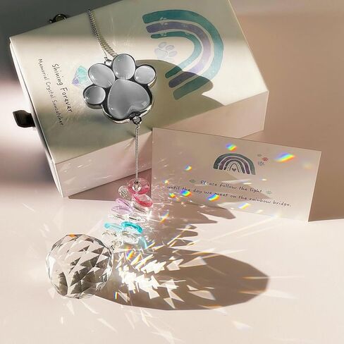هدايا تذكارية للحيوانات الأليفة للكلاب ، وفقدان تعاطف القط ، والذكرى الكريستال Suncatcher مع PAW Natural Cat's Stone Stone ، هدية جسر قوس قزح لتوفي الحيوانات الأليفة المحبة in Kuwait