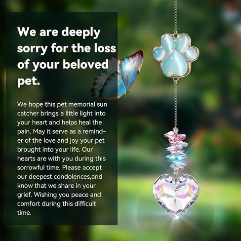 هدايا تذكارية للحيوانات الأليفة للكلاب ، وفقدان تعاطف القط ، والذكرى الكريستال Suncatcher مع PAW Natural Cat's Stone Stone ، هدية جسر قوس قزح لتوفي الحيوانات الأليفة المحبة in Kuwait