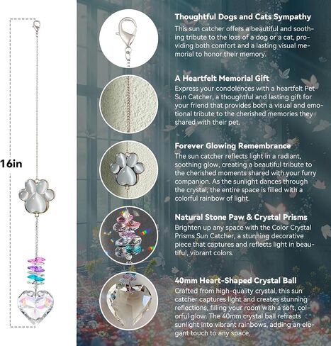 هدايا تذكارية للحيوانات الأليفة للكلاب ، وفقدان تعاطف القط ، والذكرى الكريستال Suncatcher مع PAW Natural Cat's Stone Stone ، هدية جسر قوس قزح لتوفي الحيوانات الأليفة المحبة in Kuwait