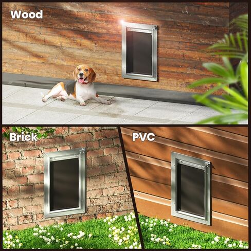 Cat Door for Wall, Small Pet Door, Heavy Duty Doggy Door, All Aluminum Frame, Double Magnetic Flaps, Energy Efficient, Telescoping Tunnel, Sliding Lock Panel, Easy to Install (Pets Up to 22 Lb) in Kuwait