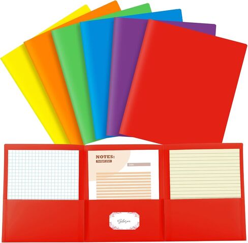 6 PCS Tri Tri Polders مع 3 جيوب 8.5 × 11 بوصة الحرف حجم البلاستيك Tri طية مجلدات جيب متعددة للاتصالات الواجبات المنزلية المدرسية لوازم المنزل (لون قوس قزح) in Kuwait