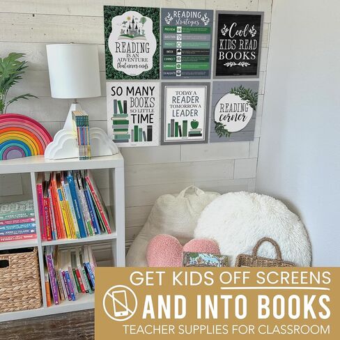 Hadley Designs 6 Motivational Reading Strategies Posters – Classroom and Library Decorations for Elementary School, Reading Corner and Literacy Wall Art – Farmhouse Classroom Decor in Saudi Arabia