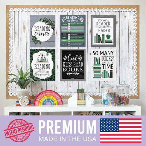 Hadley Designs 6 Motivational Reading Strategies Posters – Classroom and Library Decorations for Elementary School, Reading Corner and Literacy Wall Art – Farmhouse Classroom Decor in Saudi Arabia