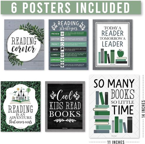 Hadley Designs 6 Motivational Reading Strategies Posters – Classroom and Library Decorations for Elementary School, Reading Corner and Literacy Wall Art – Farmhouse Classroom Decor in Saudi Arabia