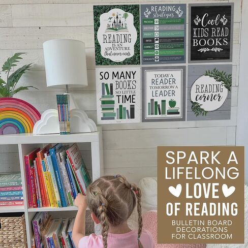 Hadley Designs 6 Motivational Reading Strategies Posters – Classroom and Library Decorations for Elementary School, Reading Corner and Literacy Wall Art – Farmhouse Classroom Decor in Saudi Arabia