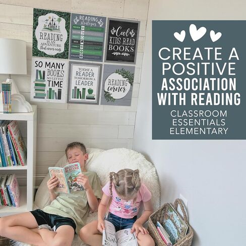 Hadley Designs 6 Motivational Reading Strategies Posters – Classroom and Library Decorations for Elementary School, Reading Corner and Literacy Wall Art – Farmhouse Classroom Decor in Saudi Arabia