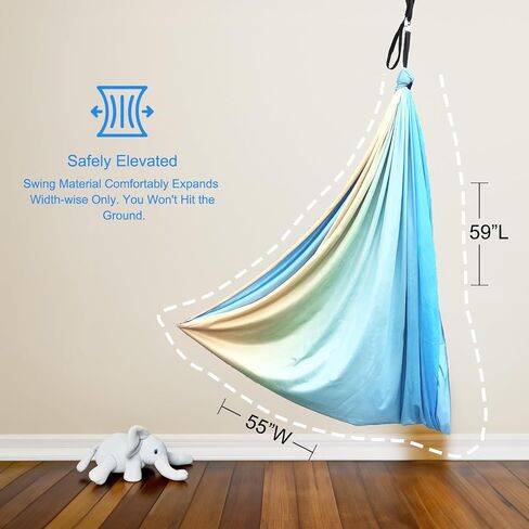 Sensory Swing for Kids Adults 360° Swivel Hanger, Indoor Therapy Swing Holds up to 300lbs Double Layer Yellow-Blue in Saudi Arabia