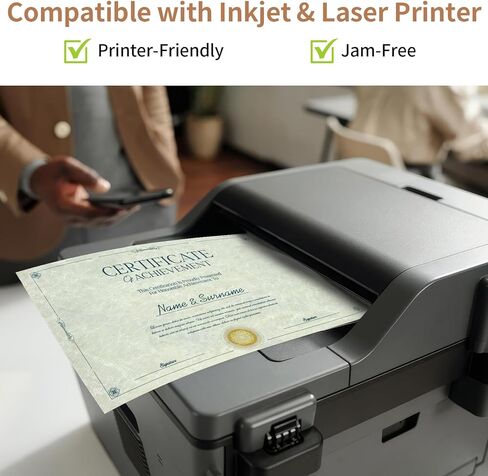 70 ورقة ورقة ورقة 8.5 × 11 حجم الحروف ، 100 GSM ورقة طباعة الرقابة السميكة ، القرطاسية للقرطاسية للدبلوم ، الجائزة ، استئناف ، طابعة صديقة للليزر ، الحبر (العاج) in Kuwait