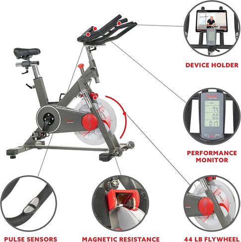 Sunny Health & Fitness Premium Magnetic Belt Drive Indoor Cycling Stationary Exercise Bikes with Optional SunnyFit App Enhanced Bluetooth Connectivity in Kuwait