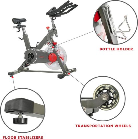 Sunny Health & Fitness Premium Magnetic Belt Drive Indoor Cycling Stationary Exercise Bikes with Optional SunnyFit App Enhanced Bluetooth Connectivity in Kuwait