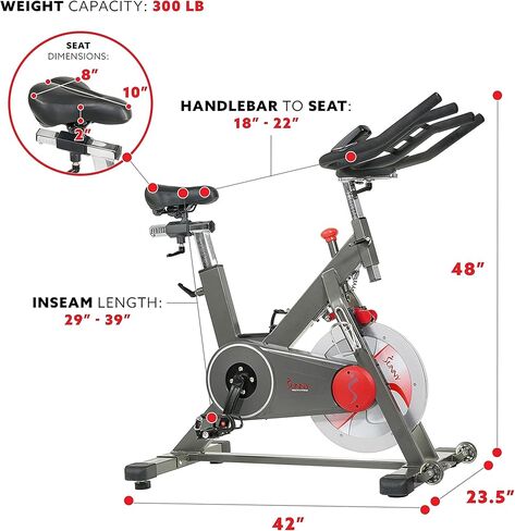 Sunny Health & Fitness Premium Magnetic Belt Drive Indoor Cycling Stationary Exercise Bikes with Optional SunnyFit App Enhanced Bluetooth Connectivity in Kuwait