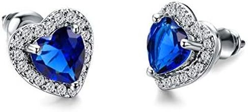 Sdouefos Love Heart Stud Earring 925 Sterling Silver Sparkling Zircon White Gold Plated Crystal Post Brilliant Round Faux Diamond Halo Earrings Jewelry Gifts for Women Red in Saudi Arabia