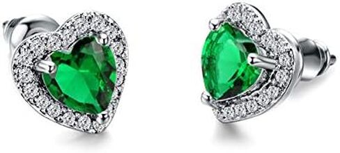 Sdouefos Love Heart Stud Earring 925 Sterling Silver Sparkling Zircon White Gold Plated Crystal Post Brilliant Round Faux Diamond Halo Earrings Jewelry Gifts for Women Red in Saudi Arabia
