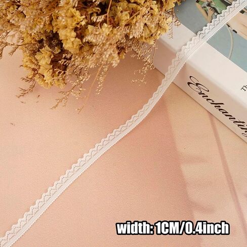 25 Yards White Elastic Lace Ribbon Lace Trim for Garment Sewing, Lace Choker, Curtain Edge Ornamnet, Decorative Ribbon for Sewing Project (White-02) in Kuwait