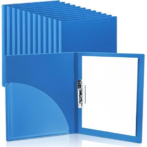 Teling 12 Pack Punchless Clamp Binder Folder 8.5X 11 Inch Metal Clip and Poly Covers, Ringless Binder Holds 100 Letter Size Pages, Flexible Binder for Work, School (Black)