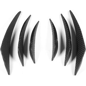 Bumper Canard, 6pcs Carbon Fiber Texture Car Bumper Fin Canard Splitter Diffuser Valence Spoiler Lip Shark Fins