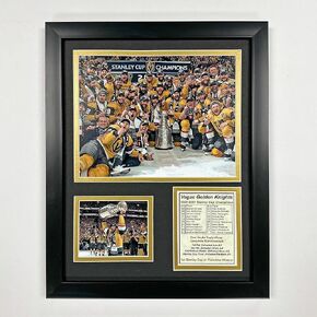 Vegas Golden Knights | 2022-2023 Stanley Cup Champions | Framed Photo Collage | 2 Sizes and Styles | (Posed on Ice, 18"x22")