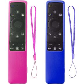2 Pack Remote Cover for Samsung, Silicone Protective Case for Samsung Smart TV Remote Controller BN59 Series Shockproof Anti-Slip Remote Case Holder Silicone Cover Protector (Blue & Pink)