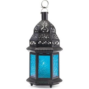 Gallery of Light Moroccan Lantern Blue Glass Candle Holder Candleholder