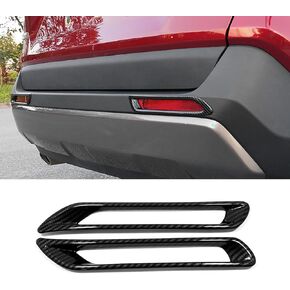 Car Accessories Fit For Toyota RAV4 2019-2022 2023 2024 Exterior Rear Bumper Reflector Fog Lights Cover Trim (Carbon Fiber Style) ABS 2 PCS