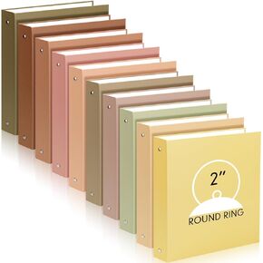 Ctosree 10 Pcs Colored 3 Ring Binder with 2 Pockets Hardcover Loose Leaf Binder for Office Fits 11 x 8.5 Size Paper, 10 Colors(1.5",Simple Color)