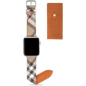 سوار ساعة جلدي متوافق مع أحزمة ساعة Apple 45 مم 44 مم 42 مم 41 مم 40 مم 38 مم، سوار ساعة كلاسيكي منقوش باللون البيج بتصميم فاخر متوافق مع سلسلة iWatch 9/8/7/6/5/4/3/2/1/SE للنساء... in Kuwait