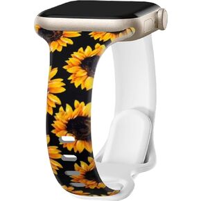 Brigtlaiff Sport Band Compatible with Apple Watch Band Series 9/8/7/6/5/4/3/2/1/SE/Ultra, iWatch Bands 38mm 40mm 41mm 42mm 44mm 45mm 49mm for Women Men, Butterfly/Leopard Printed Silicone Strap Bands