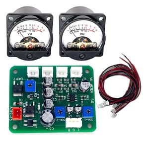 2PCS 35mm VU Meter Stereo Audio Level Indicator Audio Meter Backlight Adjustable + Audio Level Amplifier Driver Board