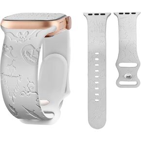 Brigtlaiff Sport Band Compatible with Apple Watch Band Series 9/8/7/6/5/4/3/2/1/SE/Ultra, iWatch Bands 38mm 40mm 41mm 42mm 44mm 45mm 49mm for Women Men, Butterfly/Leopard Printed Silicone Strap Bands