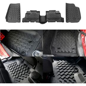 RT-TCZ Front and Back Floor Foot Mats TPE Floor Carpet Liner Slush Mat Accessories for Jeep Wrangler JKU 4 Door 2007-2017